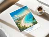 Cancun Mexico Print, Beach Wall Art with Border, Caribbean Poster, Mexico Travel Print, Cancun Gift Print