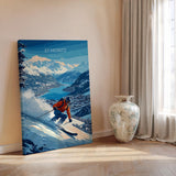 St Moritz Wall Art Travel Poster, Travel Print of St Moritz, Ski Poster, Switzerland Alps Art Travel Lovers Gift NQ Media Designs