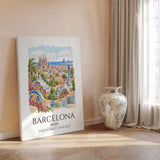 Barcelona Spain Watercolour Print, Sagrada Familia Wall Art, Park Güell Poster, Gaudí Architecture Print, Spanish Coordinates Print