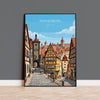 Rothenburg ob der Tauber Travel Poster, Medieval German Town Print, Bavaria Wall Art, Romantic Road Illustration, Germany Travel Decor