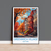 Greenwich Village New York Travel Print Wall Art, Travel Poster of Greenwich Village, New York , New York Art Lovers Gift, USA Art Gift
