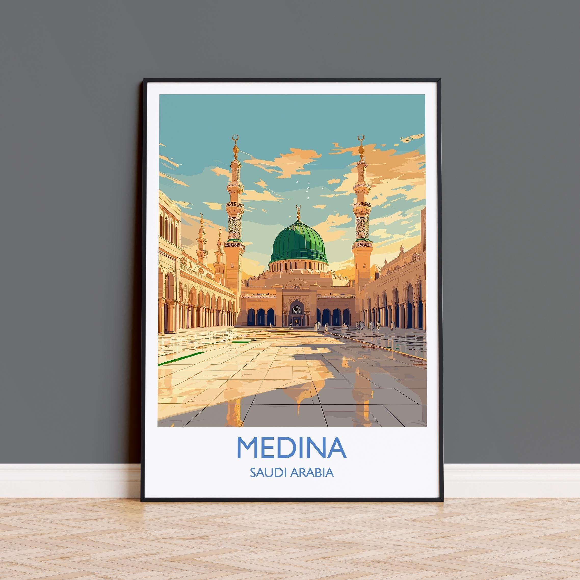 Medina Poster Wall Art, Medina Travel Print, Saudi Arabia Wall Art Gift, Medina Art Lovers Gift, Travel Wall Decor NQ Media Designs
