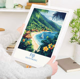 Fiji Travel Poster Wall Art, Travel Print of Fiji, South Pacific Islands Art Lovers Gift NQ Media Designs