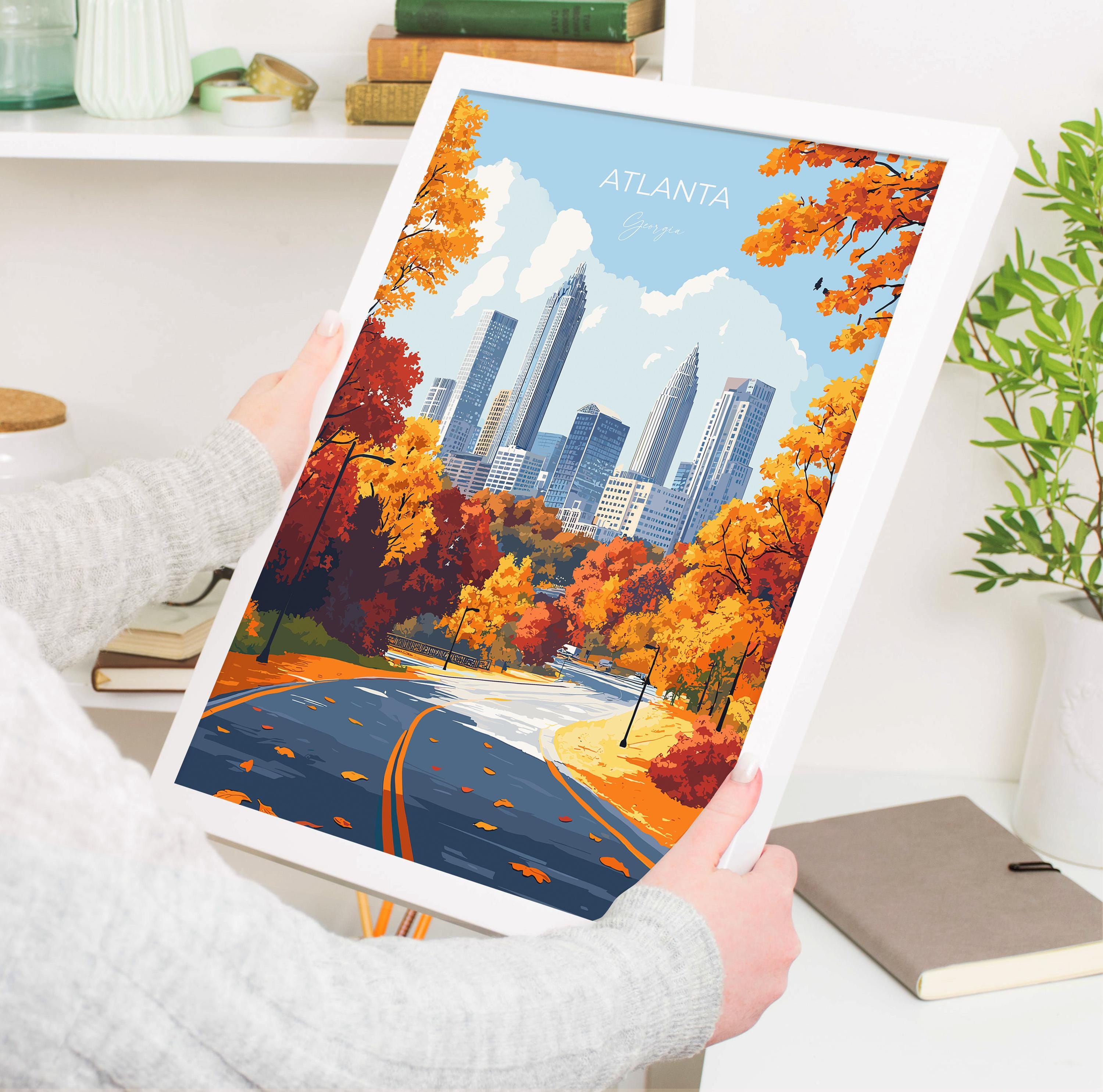 Atlanta Travel Poster, Travel Print of Atlanta, Georgia, Atlanta Art Lovers Gift, USA Gift, Wall Art Print NQ Media Designs