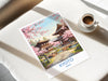Kyoto Japan Travel Poster, Cherry Blossom Temple Wall Art, Japanese Landscape Print, Sakura Illustration, Asia Decor, Kyoto Gift