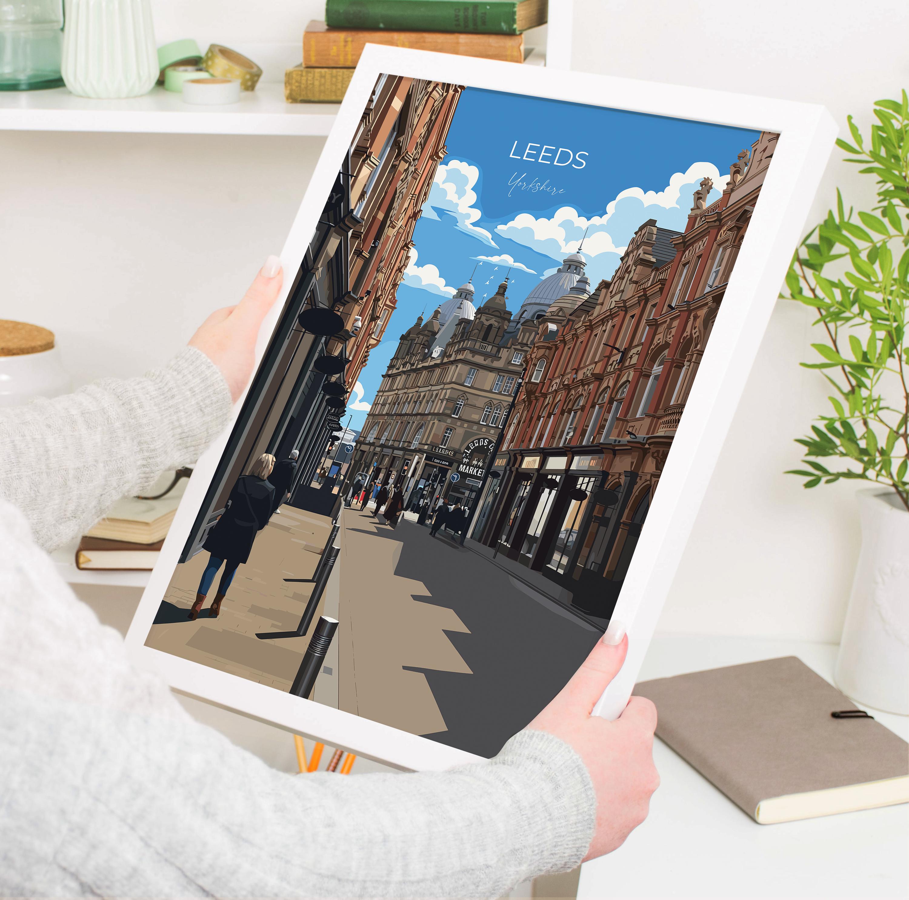 Leeds Travel Wall Art Poster, Travel Print of Leeds, West Yorkshire Wall Print, English City Art Gift NQ Media Designs
