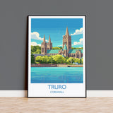 Truro Travel Print, Travel Poster of Truro, England, Cornwall Art, Truro Cathedral Art Lovers Gift, Wall Art Print NQ Media Designs