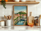 Ljubljana Slovenia Poster, Dragon Bridge Wall Art, Ljubljana Castle Print, Slovenia Travel Poster, Ljubljana Gift