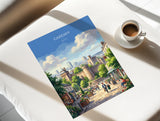 Cardiff Wales Travel Print, Cardiff City Wall Art, Cardiff Castle Poster, Welsh Capital Illustration, Vintage Style UK City, Wales Gift NQ Media Designs