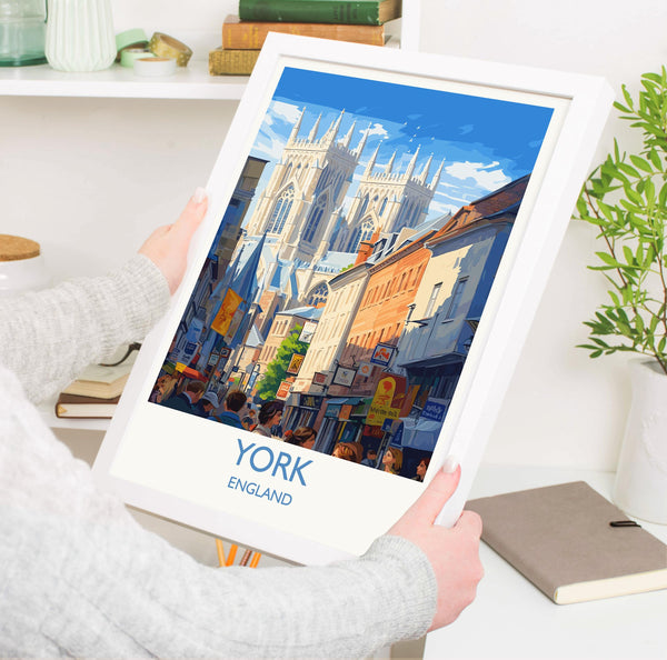 York Travel Poster Wall Art, City of York Travel Print, English Cities Art Gift, Wall Art Print