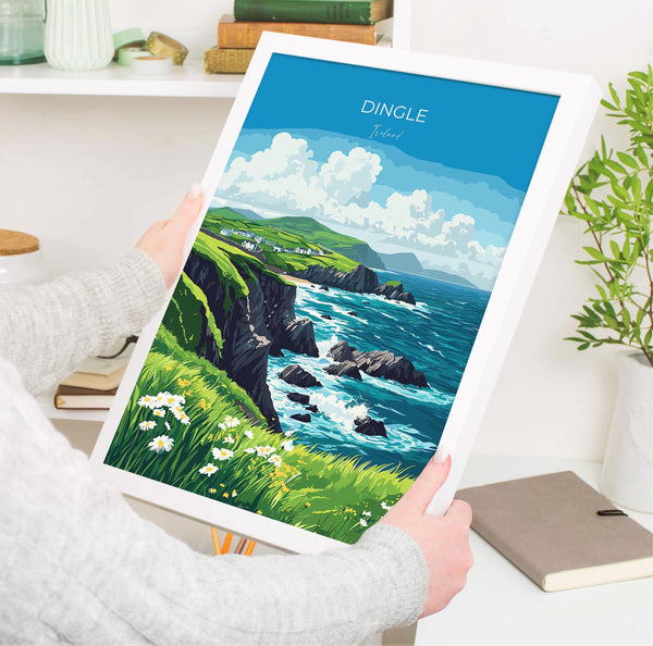 Dingle Print, Travel Poster of Dingle, County Kerry Art, Ireland Coast, Travel Wall Art Gift