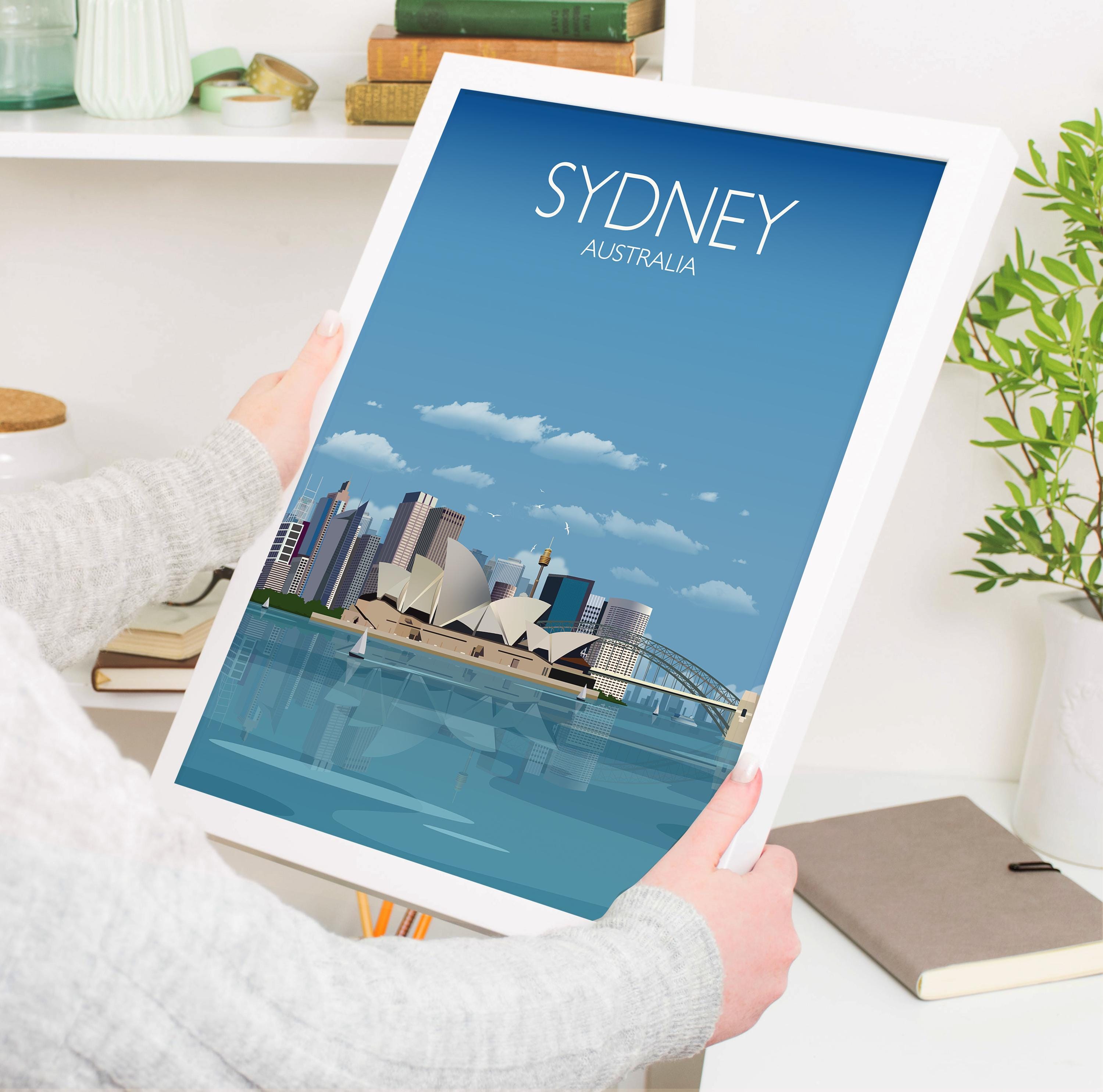 Sydney Travel Poster, Travel Print of Sydney, Sydney Harbour Bridge, Sydney Opera House, Australia Travel Art Lovers Gift NQ Media Designs