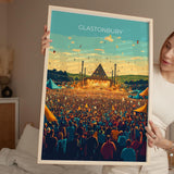 Glastonbury Travel Poster, Travel Print of Glastonbury, Somerset, England, Glastonbury Art, Festival Art Gift, Somerset Wall Art Print NQ Media Designs