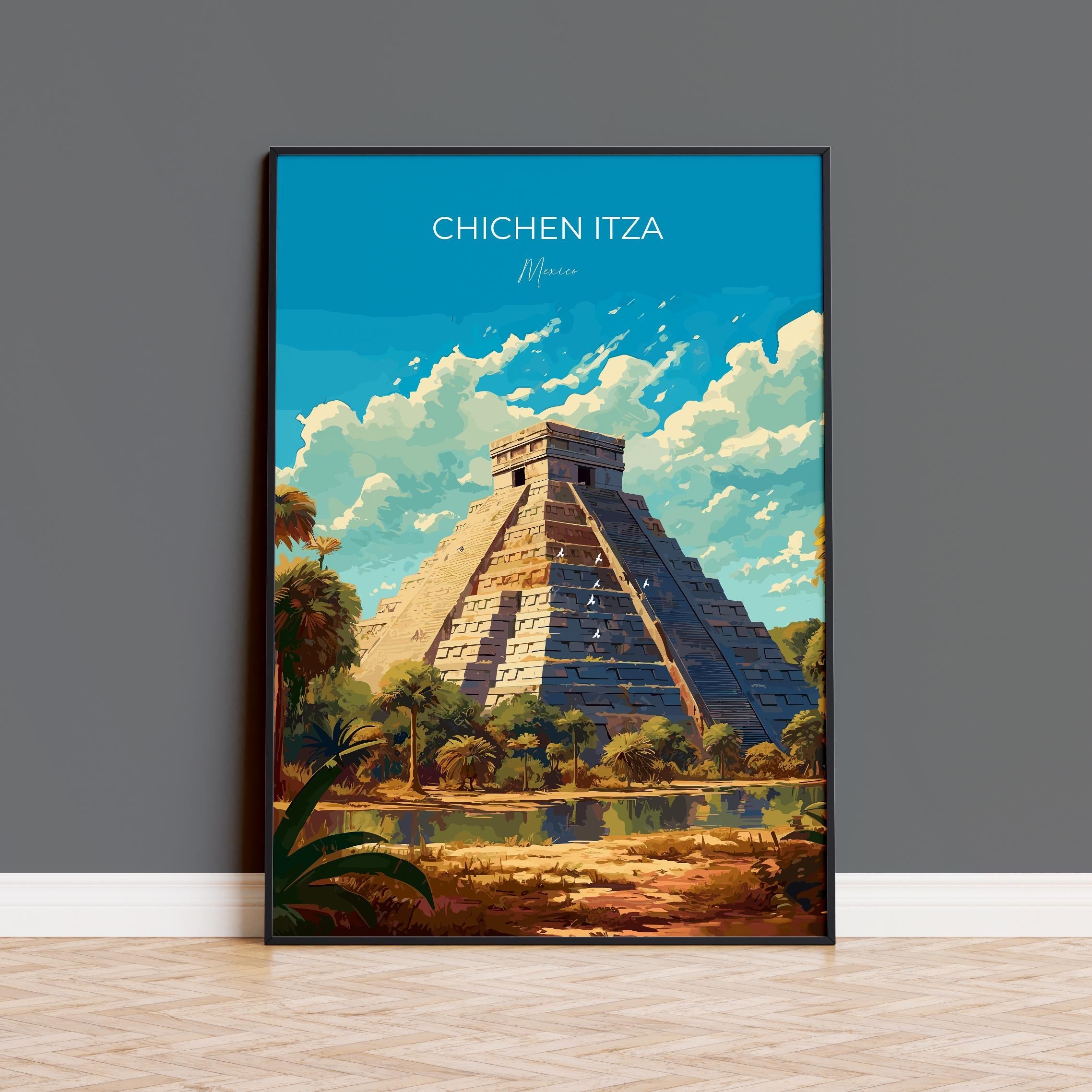 Chichen Itza Travel Print, Travel Poster of Chichen Itza, Mexico, Chichen Itza art lovers gift, Travel Gift NQ Media Designs