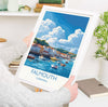 Falmouth Travel Print, Travel Poster of Falmouth, England, Cornwall Art, Falmouth Art Lovers Gift, Wall Art Print