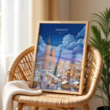 Krakow Christmas Market Poster, Poland Winter Wall Art, St Mary’s Basilica Print, Festive Travel Poster, Krakow Gift
