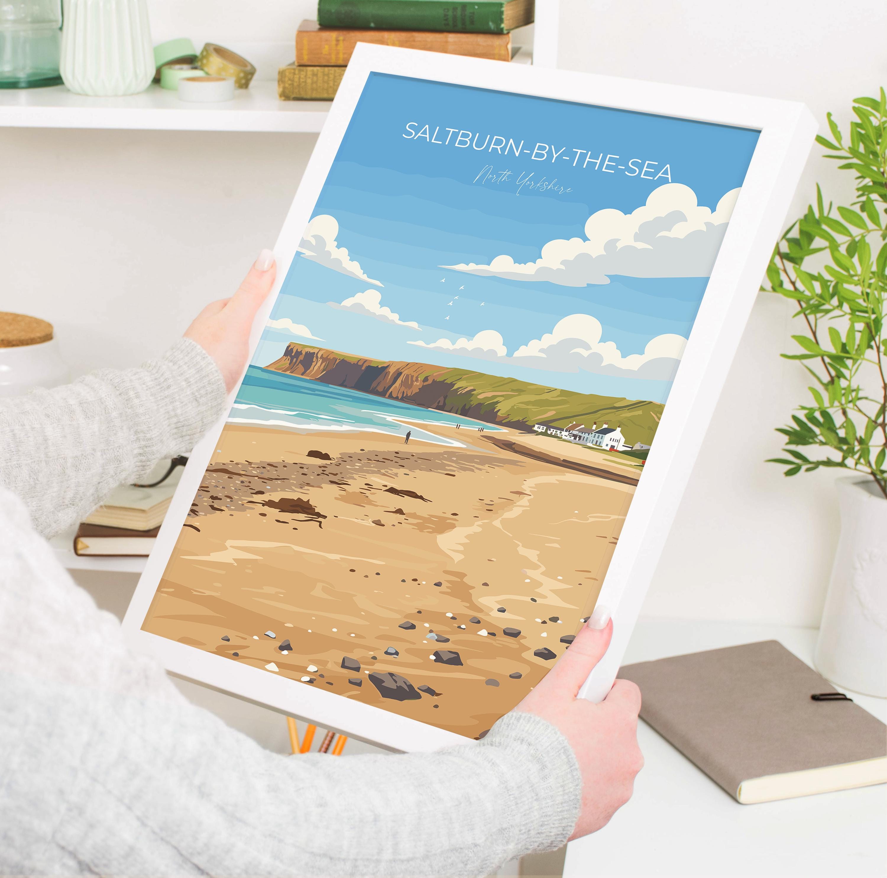 Saltburn by the Sea Travel Poster, Travel Print of Saltburn by the Sea, Yorkshire Gift, England, North Yorkshire Art, Saltburn Wall Art Gift NQ Media Designs