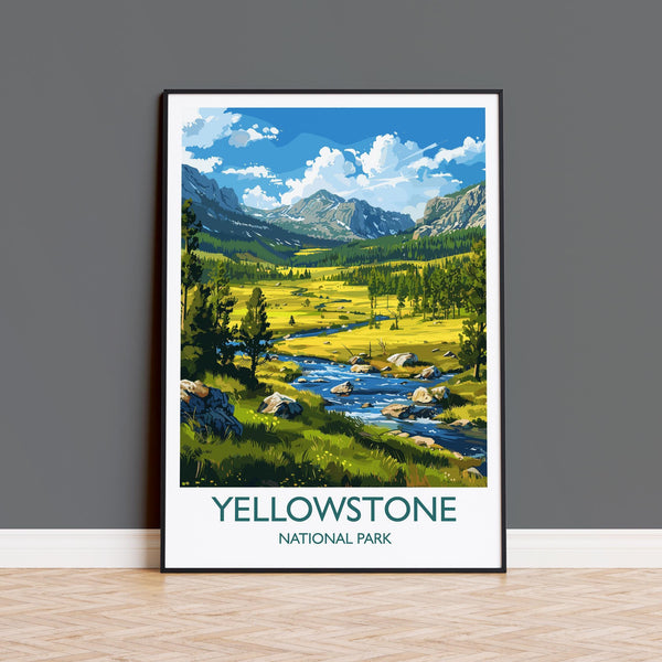 Yellowstone National Park Travel Poster Wall Art, Travel Print of Yellowstone, National Park Art Lovers Gift, Wyoming, USA, Wall Art Gift