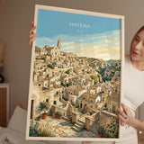 Matera Italy Poster, Sassi di Matera Wall Art, Basilicata Print, Italian Cave City Poster, Matera Gift