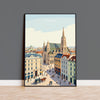 Vienna Travel Poster, St Stephens Cathedral Wall Art, Vienna City Print, Austrian Architecture Illustration, Vintage Style. Vienna Gift