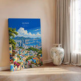 Busan Travel Poster, South Korea Wall Art, Gamcheon Village Print, Gwangan Bridge Poster, Busan Gift