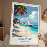 Zanzibar Travel Print, Travel Poster of Zanzibar, Indian Ocean Island Art, Zanzibar Wall Art Gift, NQ Media Designs