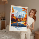 Atlanta Travel Print, Travel Poster of Atlanta, Georgia, Atlanta City Art Lovers Gift, USA Gift, Wall Art Print NQ Media Designs