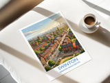 Swinton Travel Poster, Manchester Wall Art, Greater Manchester Print, Modern Skyline Illustration, Vintage Style UK Decor