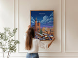 Krakow Christmas Market Poster, Poland Winter Wall Art, St Mary’s Basilica Print, Festive Travel Poster, Krakow Gift