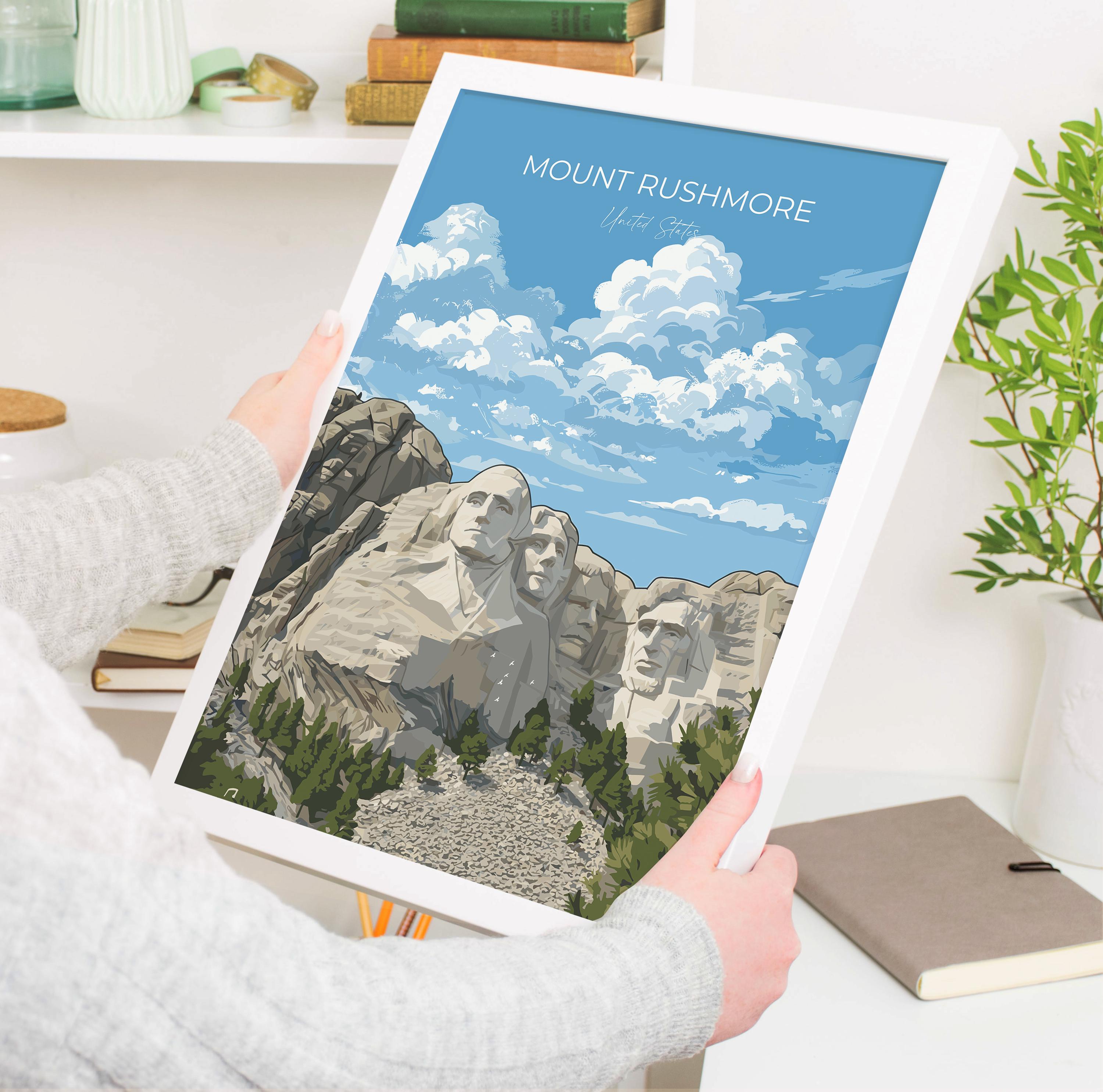 Mount Rushmore Poster, South Dakota Art Gift, National Memorial Wall Art, Travel Print NQ Media Designs