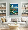 a living room filled with furniture and a painting on the wall