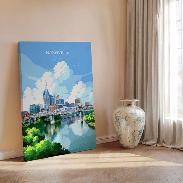 Nashville Travel Poster Wall Art, Travel Print of Nashville, Nashville Art Lovers Gift, Tennessee USA Art Gift