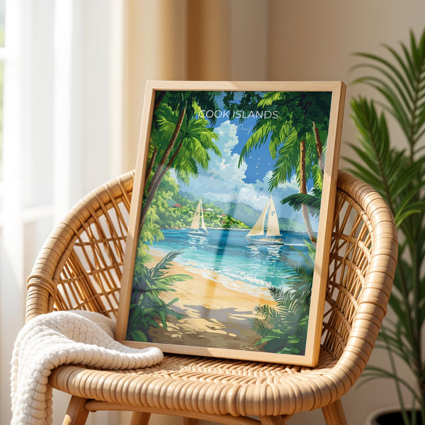 Cook Islands Travel Print Wall Art, Travel Poster of Cook Islands, South Pacific Islands Art Lovers Gift