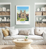 Exeter Cathedral Travel Poster, Exeter Devon Wall Art, Historic England City Print, Gothic Architecture Illustration, UK Decor, Exeter Gift NQ Media Designs