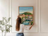 Ljubljana Slovenia Poster, Dragon Bridge Wall Art, Ljubljana Castle Print, Slovenia Travel Poster, Ljubljana Gift