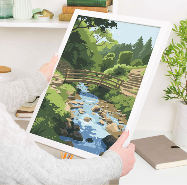 Edale Village, Peak District Travel Poster Wall Art, Travel Print of Peak District, Derbyshire, English Countryside