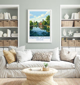 Stratford upon Avon Travel Poster, River Avon Wall Art, Royal Shakespeare Theatre Print, Holy Trinity Church Illustration, UK Decor