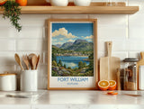Fort William Scotland Print, Ben Nevis Wall Art with Border, Scottish Highlands Poster, Loch Linnhe Print, Fort William Gift