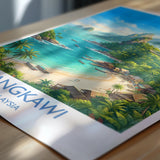 Langkawi Malaysia Travel Poster, Tropical Island Wall Art, Langkawi Beach Print, Malaysia Travel Poster, Asian Paradise Illustration