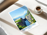 Kjeragbolten Travel Print, Travel Poster of Fjords, Norway Poster, Kjeragbolten Art Gift, Norway Art Lovers Travel Gift NQ Media Designs