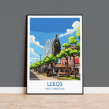 Leeds Travel Wall Art Print, Travel Poster of Leeds,West Yorkshire Wall Print, English City Art Gift NQ Media Designs