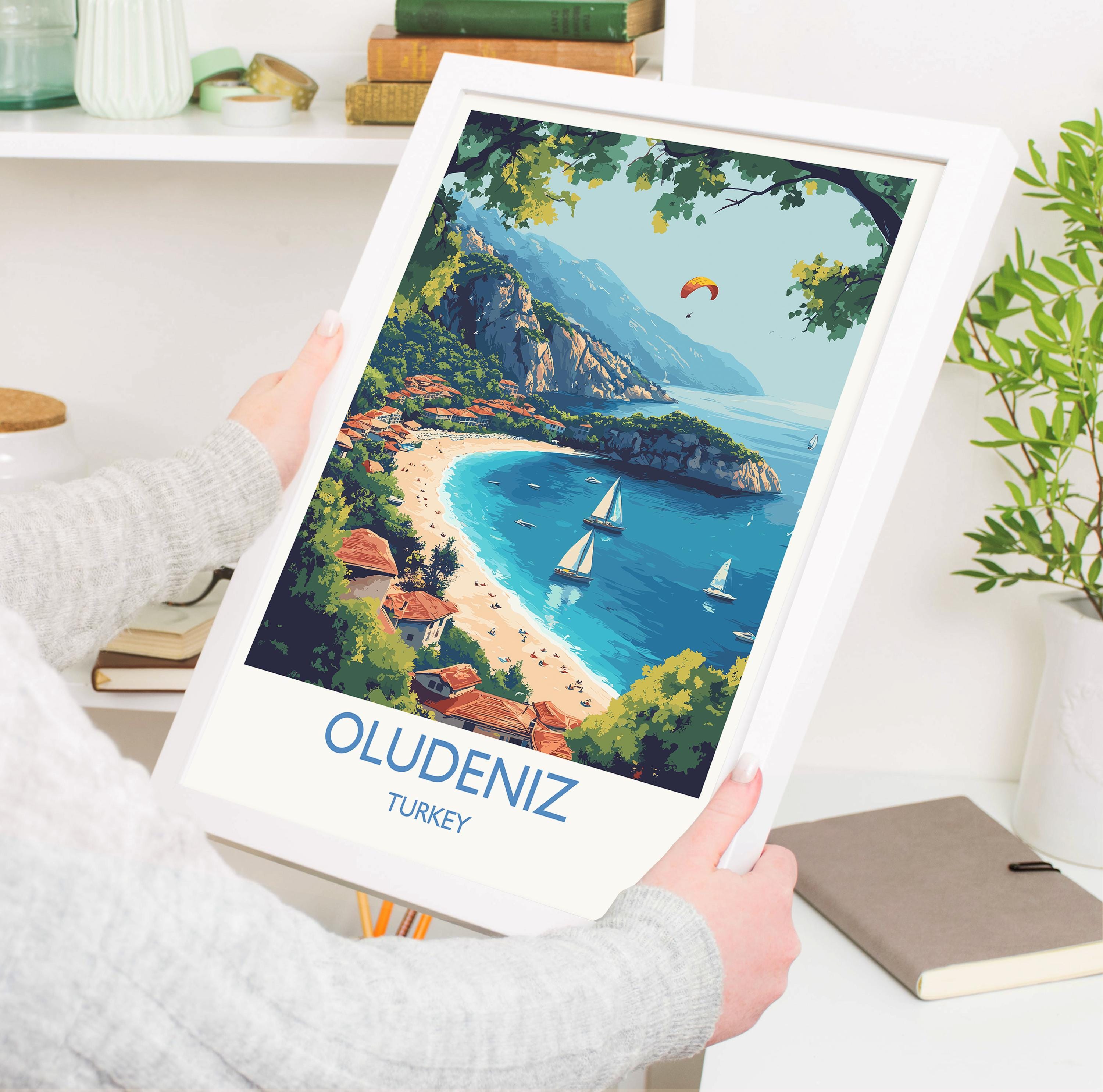 Oludeniz Travel Print Wall Art, Travel Poster of Oludeniz, Turkey Wall Art, Oludeniz Art Lovers Gift, Wall Art Print NQ Media Designs