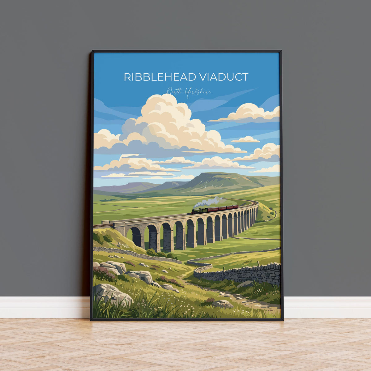 Ribblehead Viaduct Poster, Yorkshire Dales Wall Art, Settle Carlisle Railway Print, England Travel Poster, Ribblehead Gift