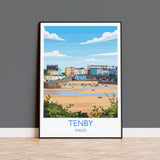 Tenby Travel Poster Wall Art, Tenby Travel Print, Wales, Pembrokeshire Coast Art Gift, Welsh Wall Art Print NQ Media Designs