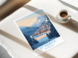 St Moritz Wall Art Travel Poster, Travel Print of St Moritz, Ski Poster, Switzerland Alps Art Travel Lovers Gift NQ Media Designs