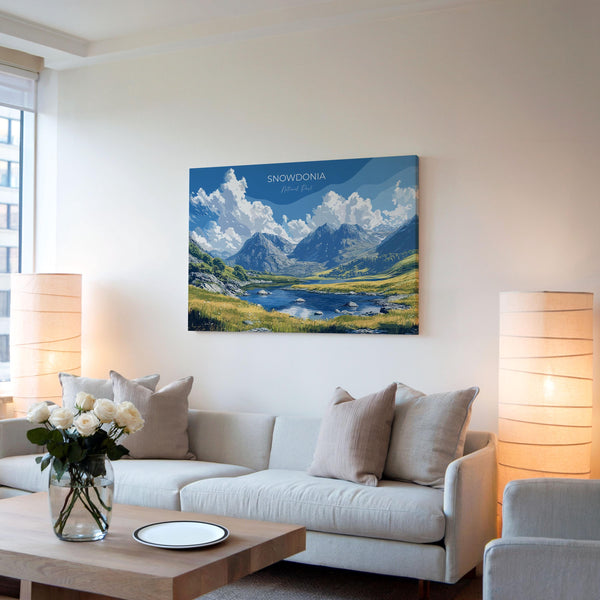Snowdonia Landscape Travel Poster Wall Art, Travel Print of Snowdonia, Snowdonia Art Lovers Gift, English Countryside