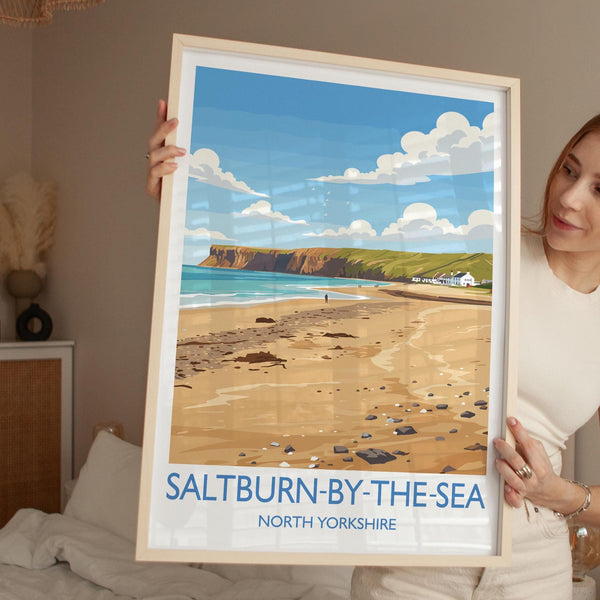 Saltburn by the Sea Travel Print, Travel Poster of Saltburn by the Sea, Yorkshire Gift, England, North Yorkshire Art, Saltburn Wall Art Gift