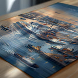 Southampton Port Travel Print, Southampton Docks Wall Art, Cruise Ship Harbour Poster, Historic Port Illustration, UK Coastal Decor