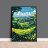 Surrey Hills Travel Print Wall Art, Surrey Hills Travel Poster, English Countryside Art Gift, Wall Art Print NQ Media Designs