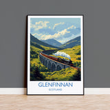 Glenfinnan Viaduct Travel Print Wall Art, Scottish Highlands Art, Railway Bridge Poster, Scotland Landscape, Steam Train Decor Artwork NQ Media Designs